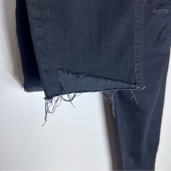 Mother The Mid Rise Dazzler Ankle Step Fray Jeans Denim in Not Guilty Black 24 - Picture 7 of 9